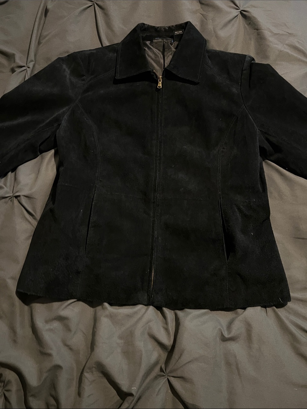Women’s Black Suede Zip-Front Jacket